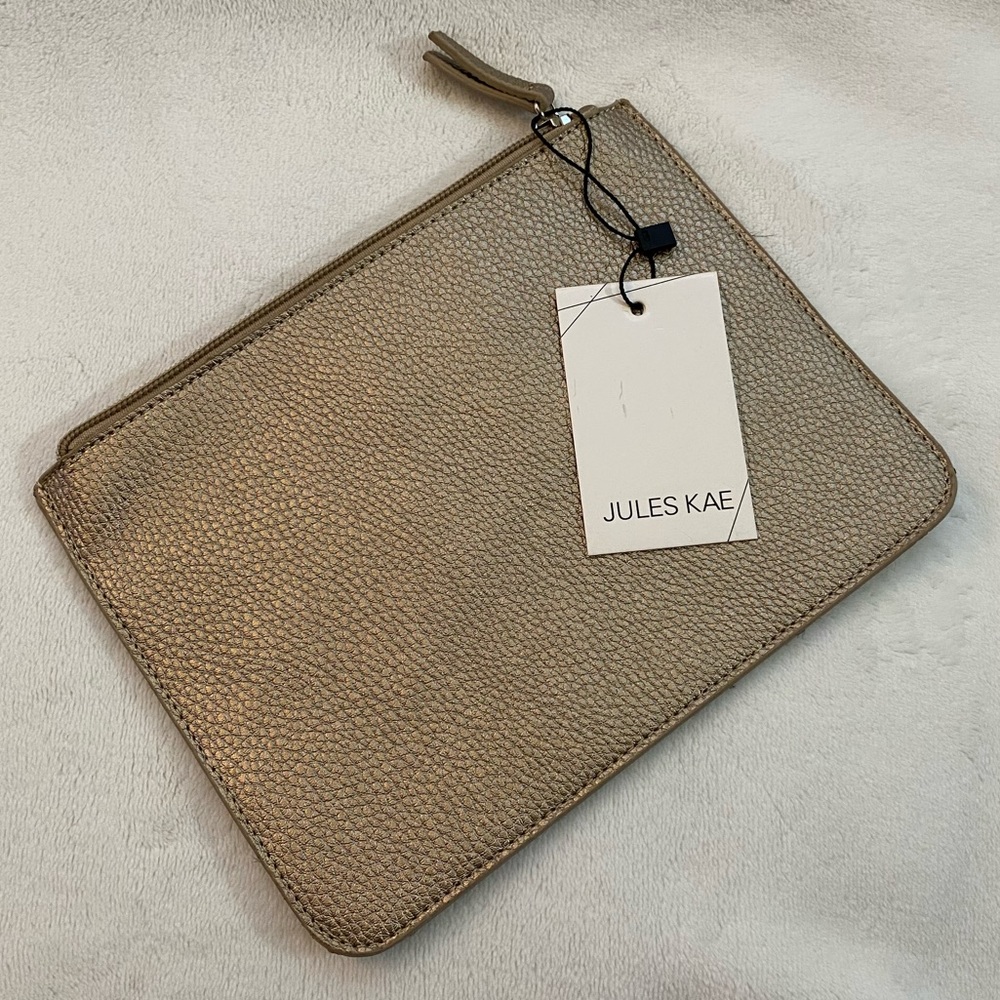 JULES KAE - Chic Metallic Zippered Pouch NWT
